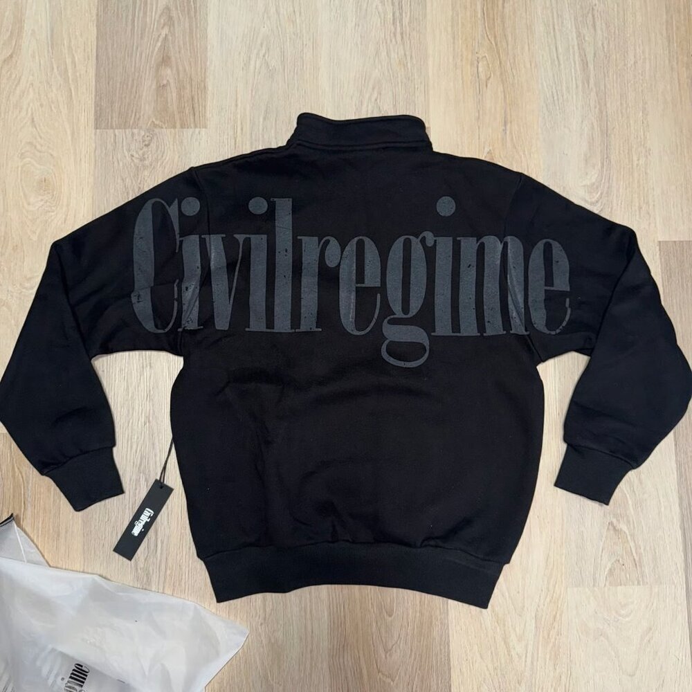Civil Regime Concrete Quarter Zip Fleece Black Medium Streetwear NWT